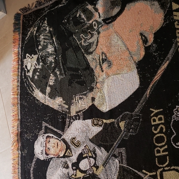 Nhlpa Sidney Crosby Pittsburgh Penguins Throw Tapestry Blanket Black Gold Trim - Picture 3 of 11
